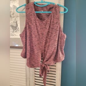 ZYIA Heathered Pink Tie-Front Tank Top